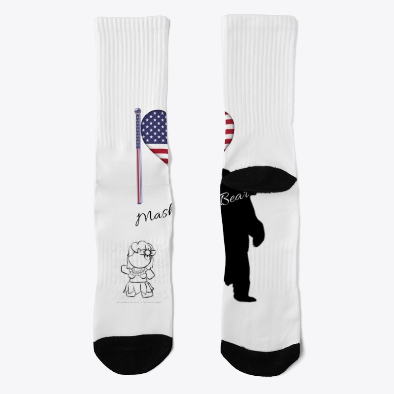 Masha & Bear 4th July American flag Tee
