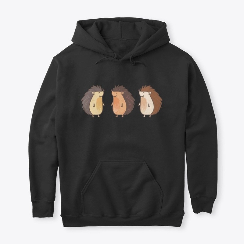Three Little Cute Hedgehog Art Design