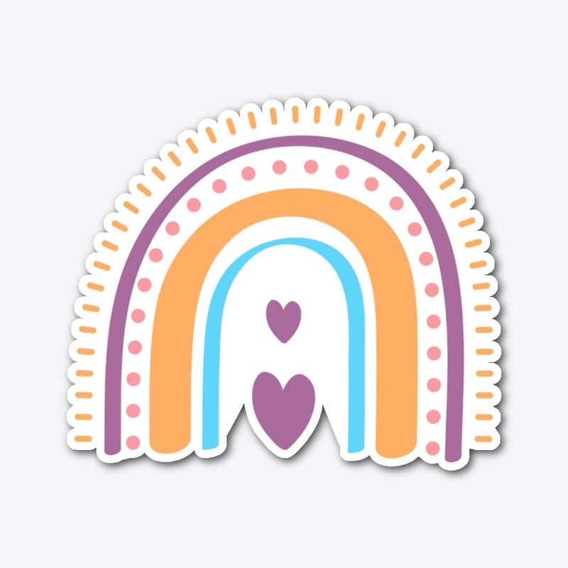 Rainbow Hearts Boho Graphic