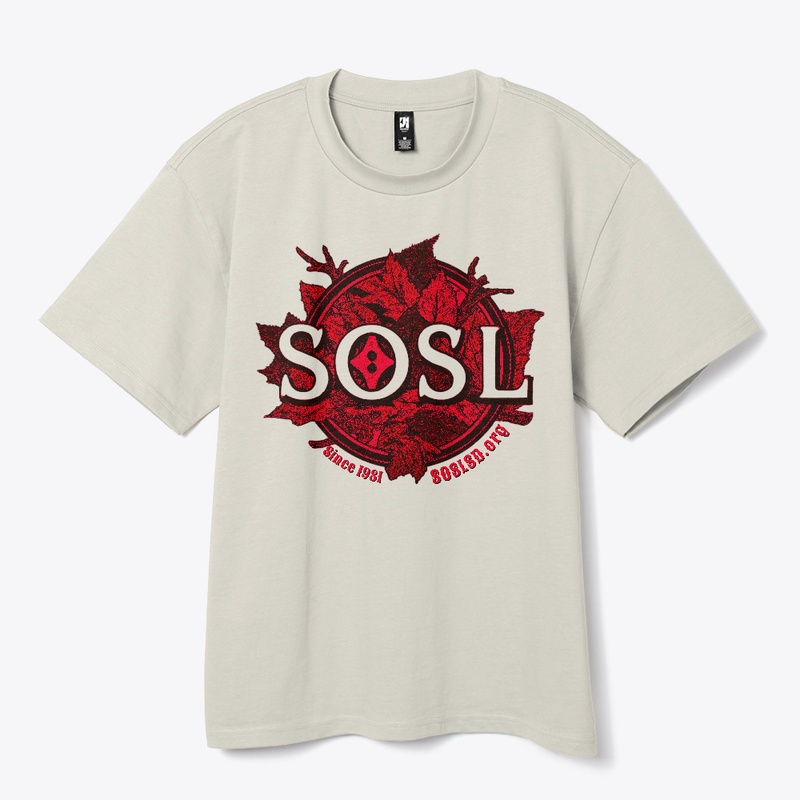 Changing leaves heavy tee in scarlet