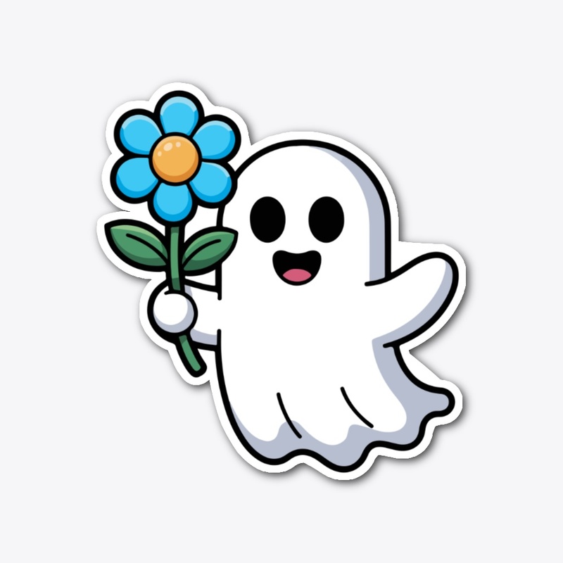 Halloween Ghost with blue flower CE08CG