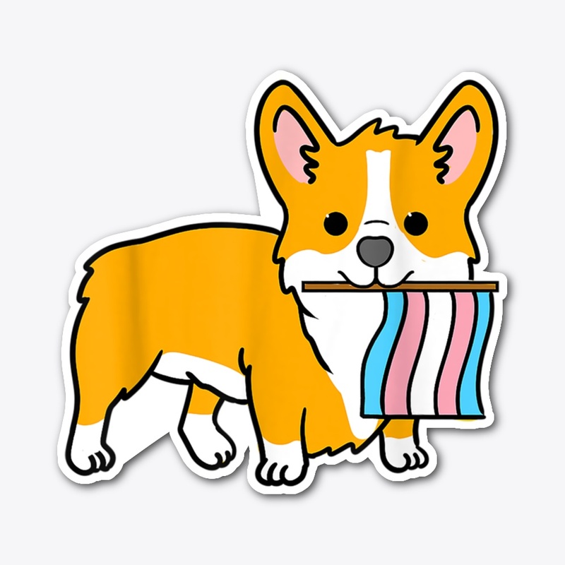 LGBTQ: TRANS-FLAG CORGI STICKER