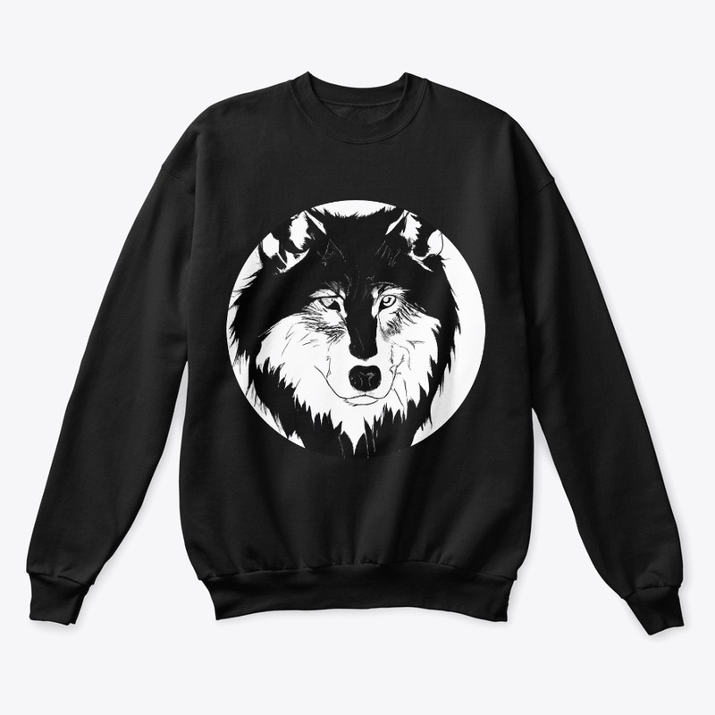 Wolf head black and white