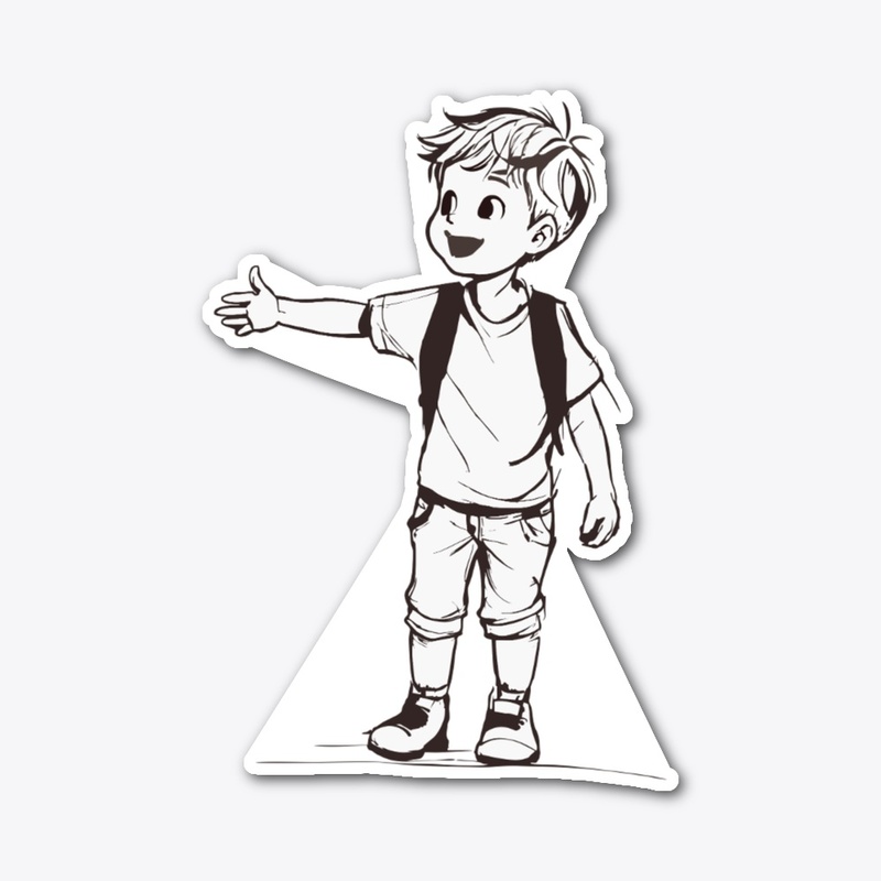 A cute, happy boy drawn from the profile