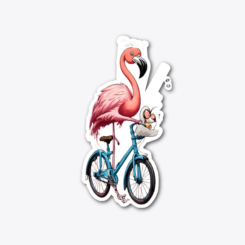 The funniest flamingo on a bicycle