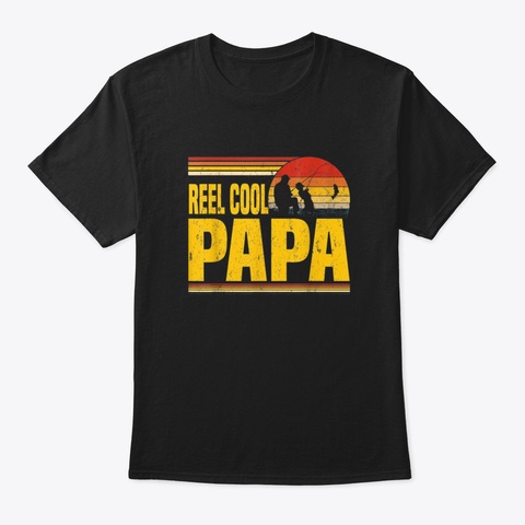 Reel Cool Papa Costume Gifts Guzam Black T-Shirt Front