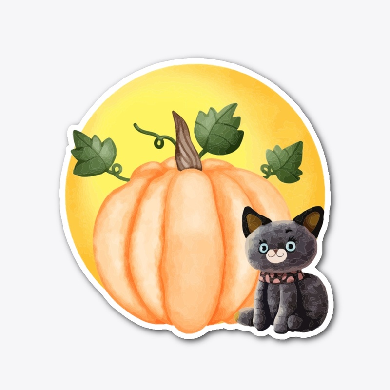BLACK CAT & PUMPKIN STICKER