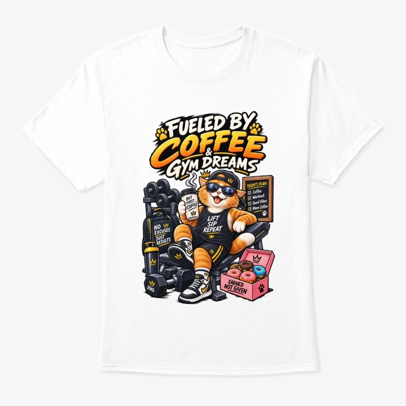 Fueled by Coffee & Gym Dreams Funny Cat