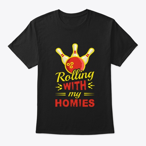 Bowling Friends Black T-Shirt Front