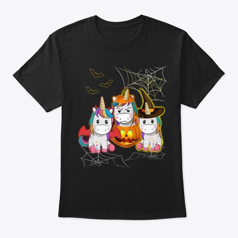Halloween Unicorn Witches With Pumpkins 