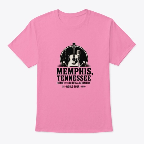 Memphis Tennessee   Guitar Pink T-Shirt Front