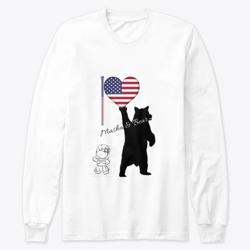 Masha & Bear 4th July American flag Tee