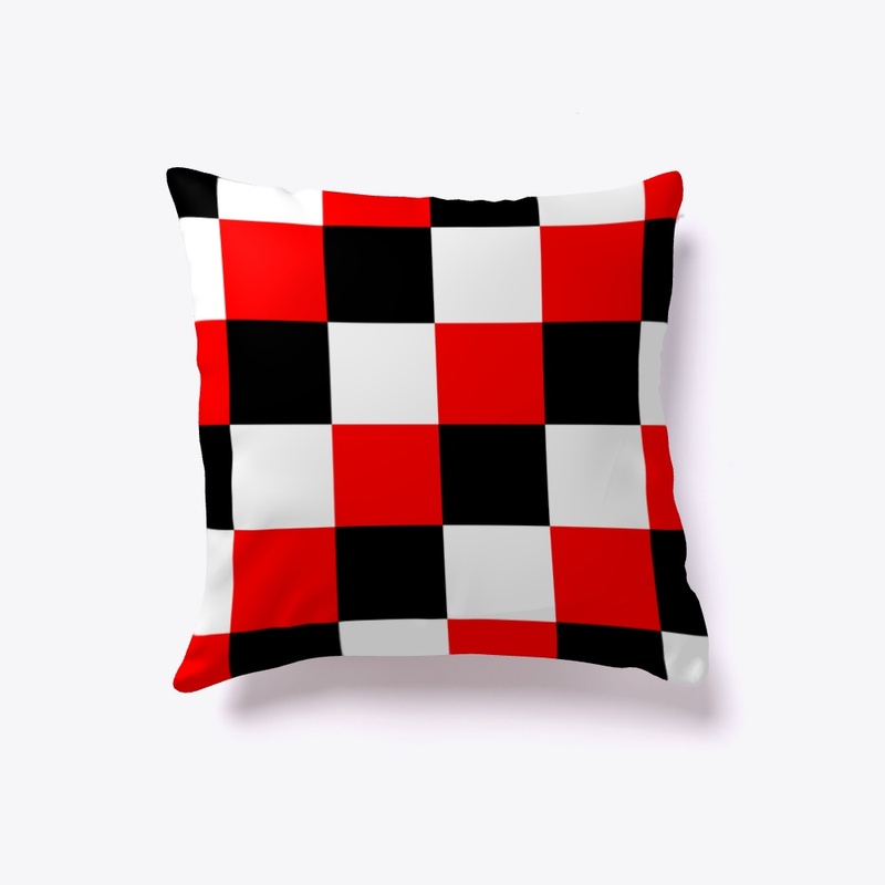 Black White Red Patchwork Check Pattern