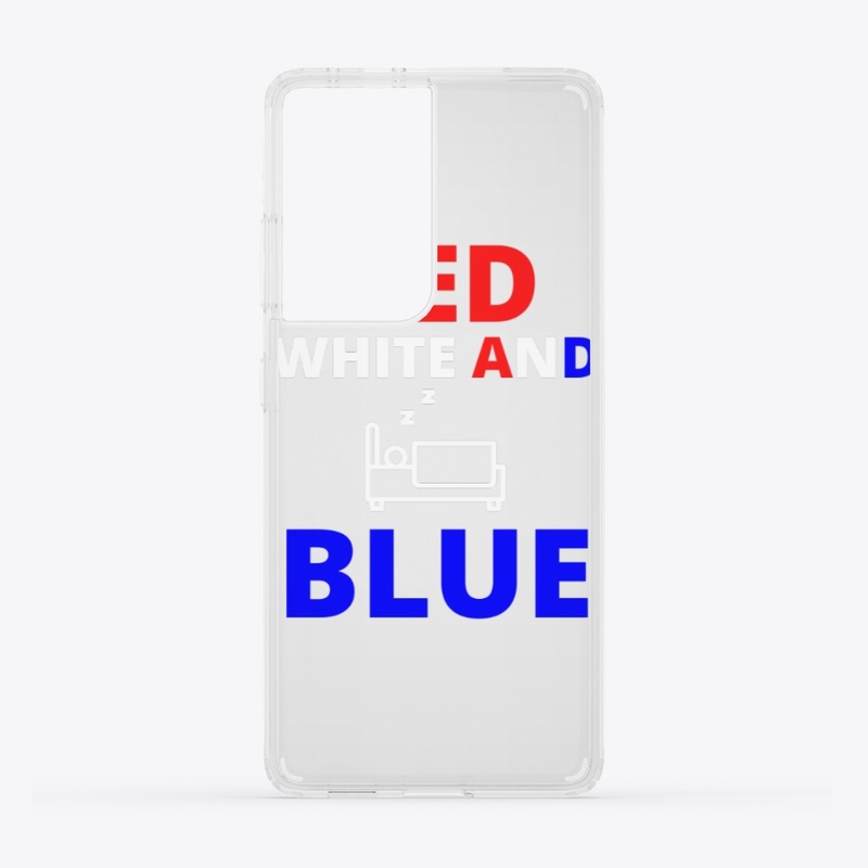 Bed white and blue funny independence na