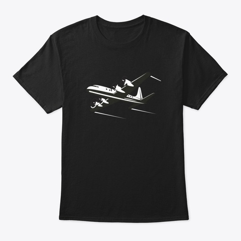 Airplane Flying Black T-Shirt Front