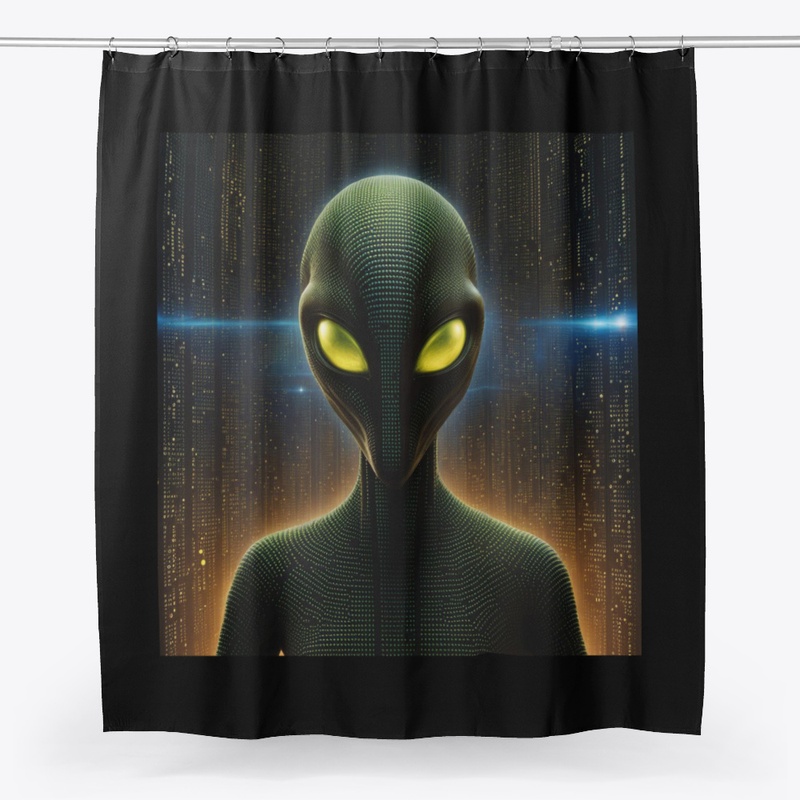 Alien with glowing eyes
