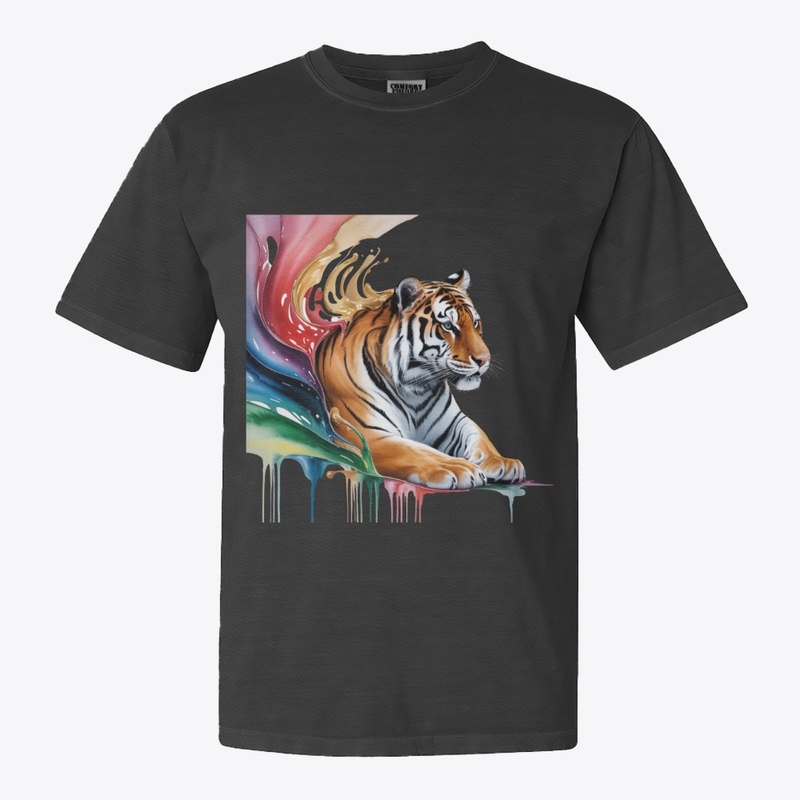 Tiger Emerging from Vibrant Paint Splash