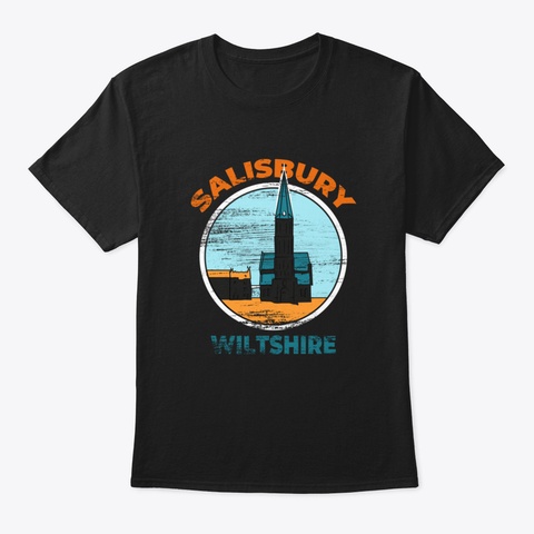 Salisbury, Wiltshire Black T-Shirt Front