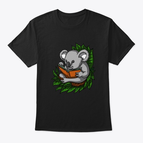 Koala Bear Book Reading Nerd Librarian A Black T-Shirt Front