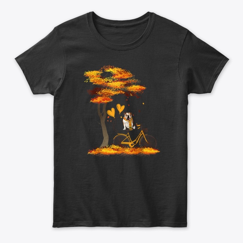 Maple Bulldog Bike Leaf Autumn Shirt