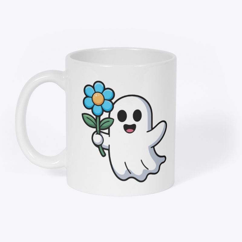 Halloween Ghost with blue flower CE08CG