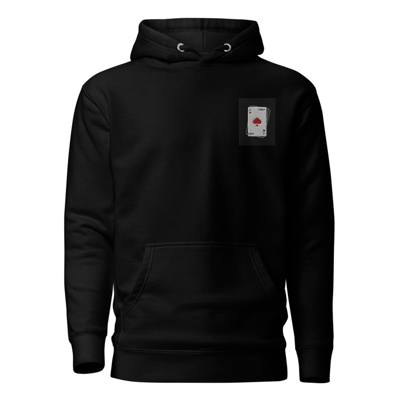 Black hoddie, cards