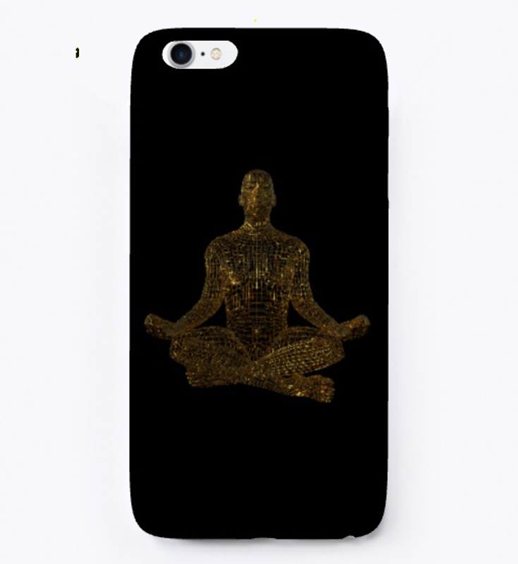 Body in meditation, made of golden mesh