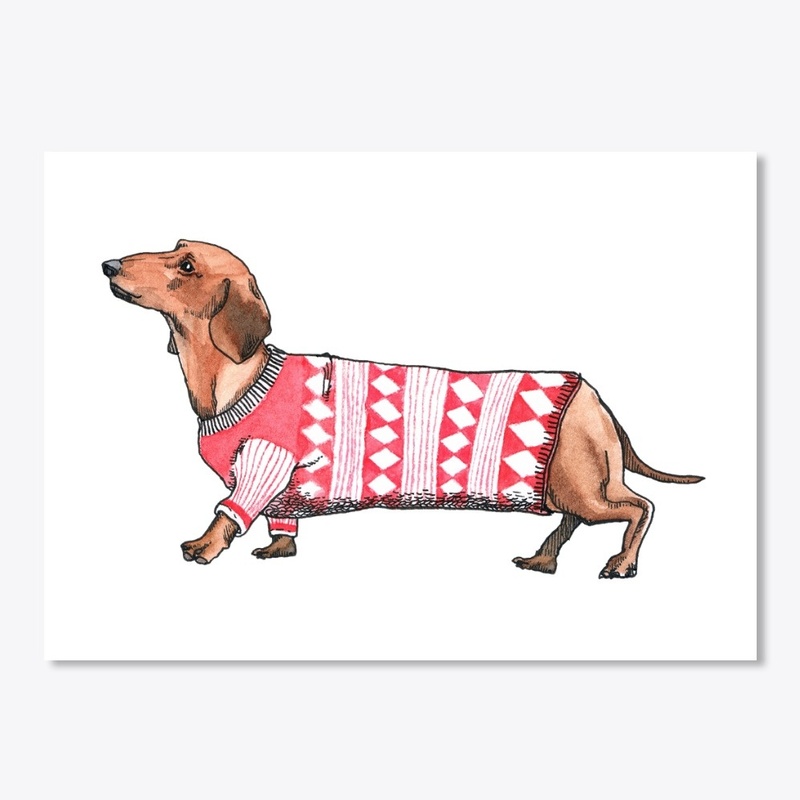 Christmas Dachshund Sticker