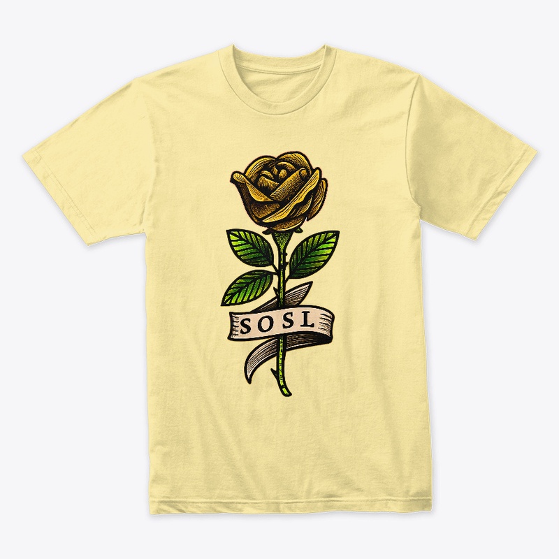 Single Rose tee in full color yellow