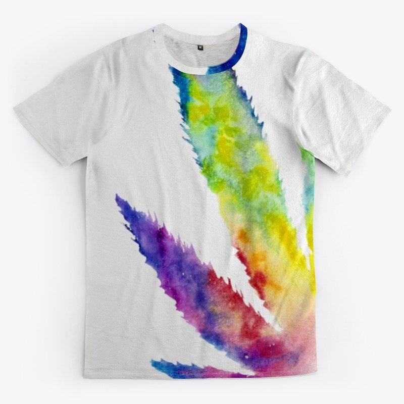 Watercolor Tie Dye Marijuana Leaf Art