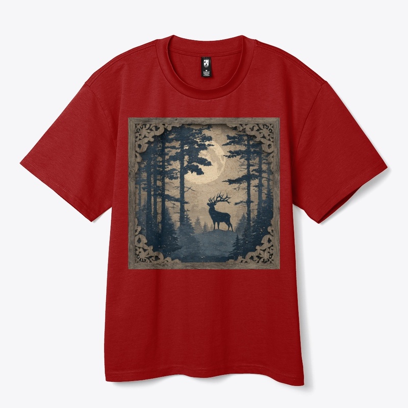 Ornate Deer Forest Frame Vintage Art