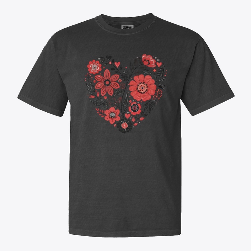 Floral Heart Graphic Tee: Love in Bloom