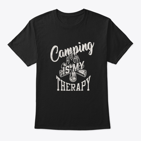 Camping Therapy Black T-Shirt Front
