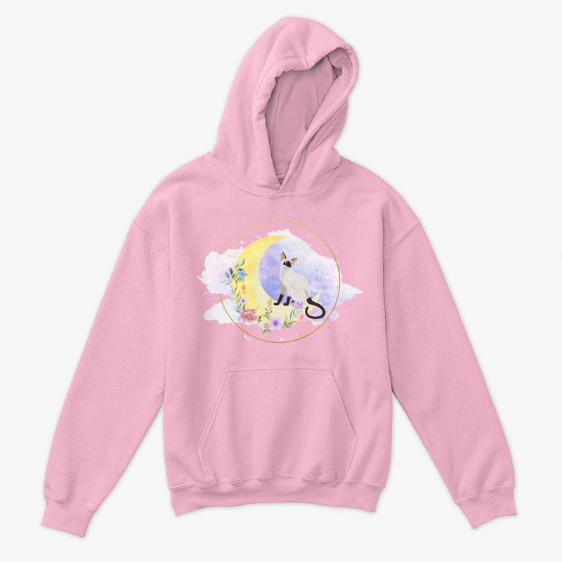 Siamese cat mom -moon and flowers