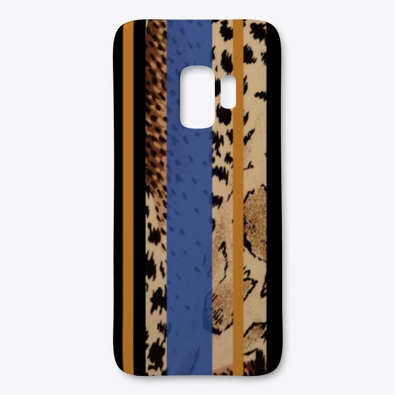 Animal Print with Blue and Orange Stripe