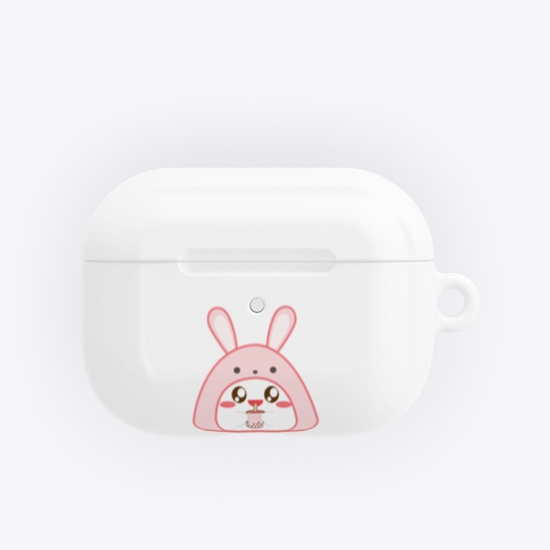 Dango in rabbit suit drinking boba tea