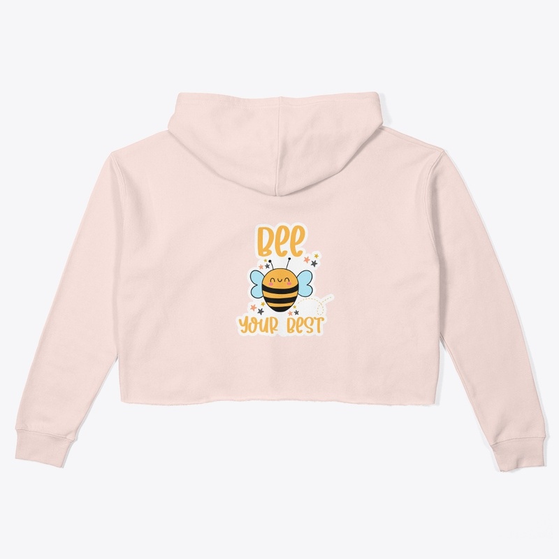 Beautiful Bee Pattern Crop Hoodie