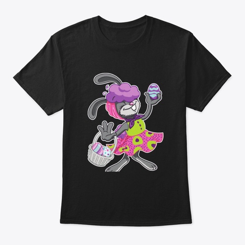 Funny Easter Eggs Bunny Easter Black T-Shirt Front