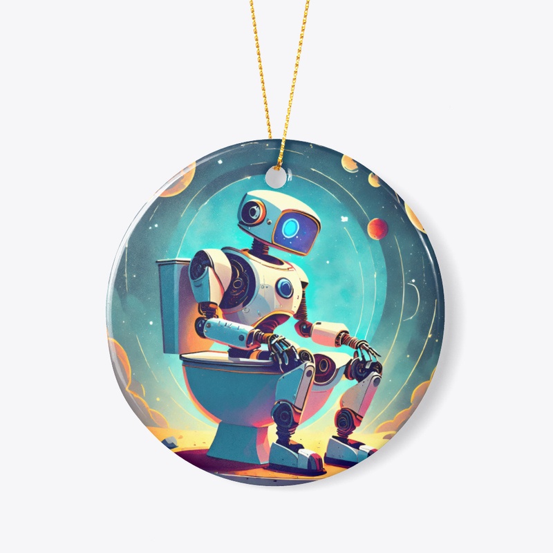 A robot on the toilet