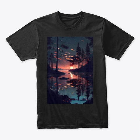Forest Scenery Black T-Shirt Front