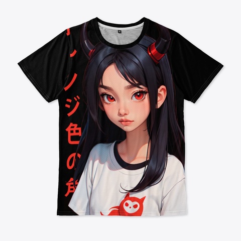 Anime Imp Girl Black T-Shirt Front