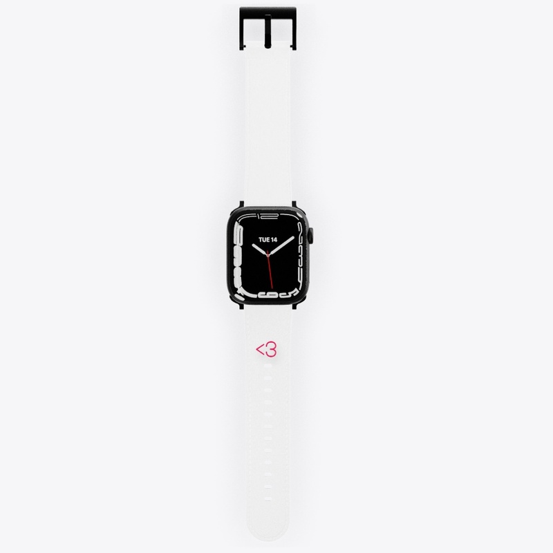 White watch with "&lt;3"{heart}