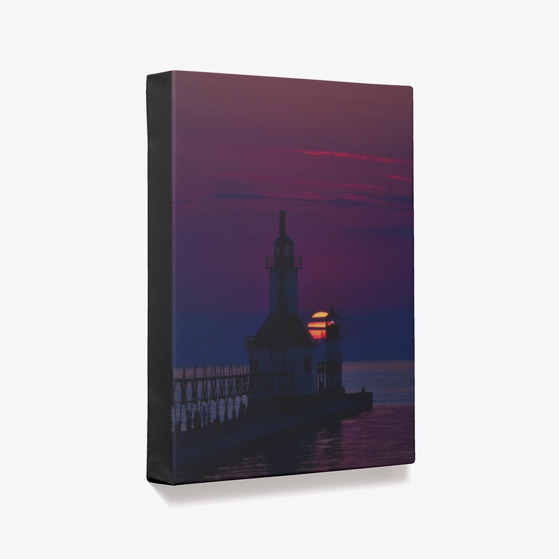 Sunset Behind Two Lighthouses- Canvas