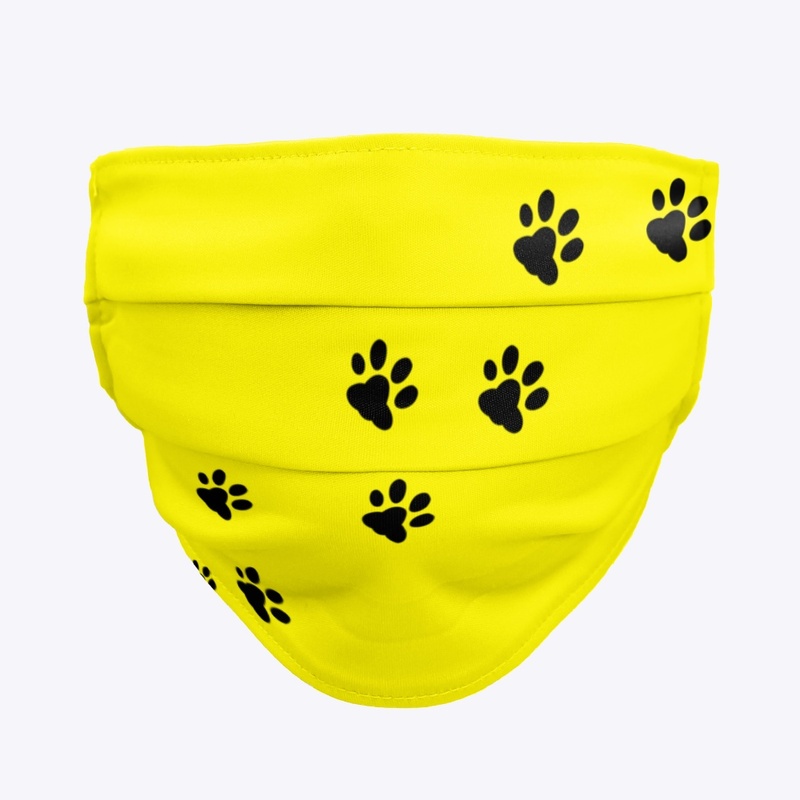 Yellow Paw print  mask covering