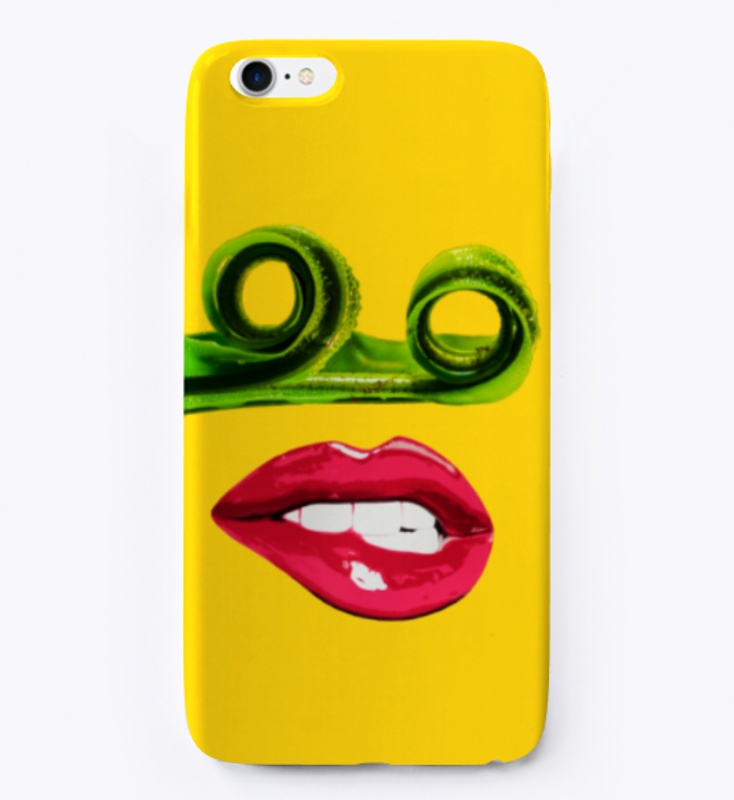iPhone Case Leaves eyes and red lips