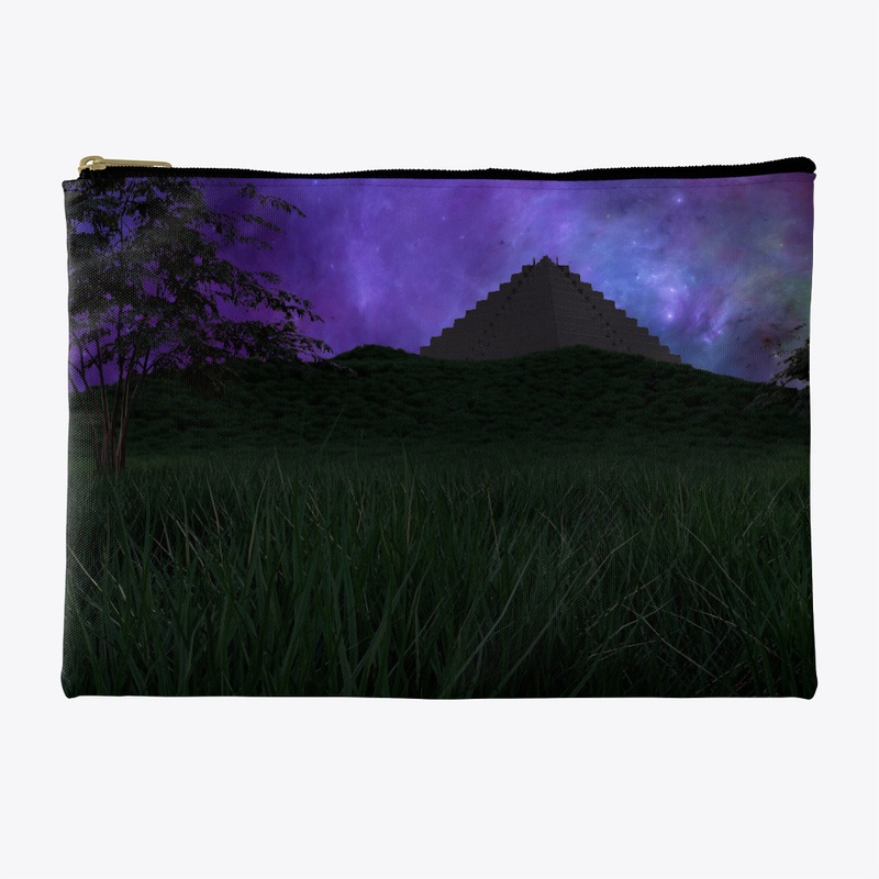 pyramid landscape and cosmos background