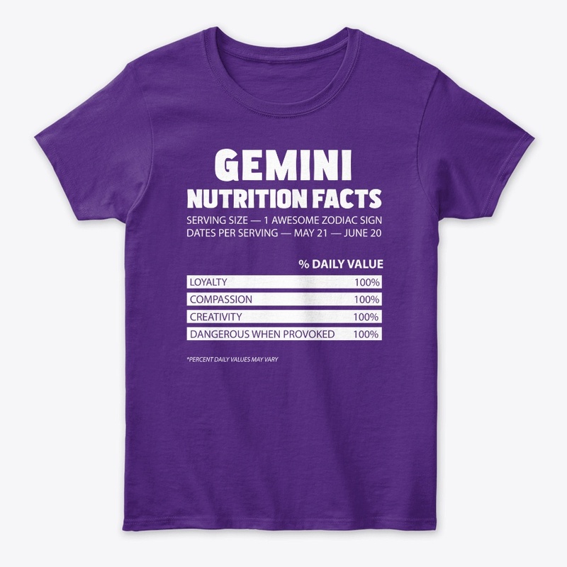 Gemini Nutrient Facts Shirts