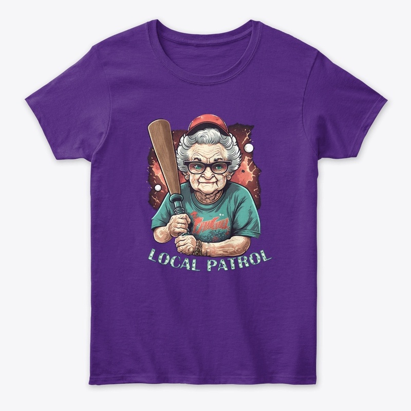 Local patrol Grandmother with a bat Cool