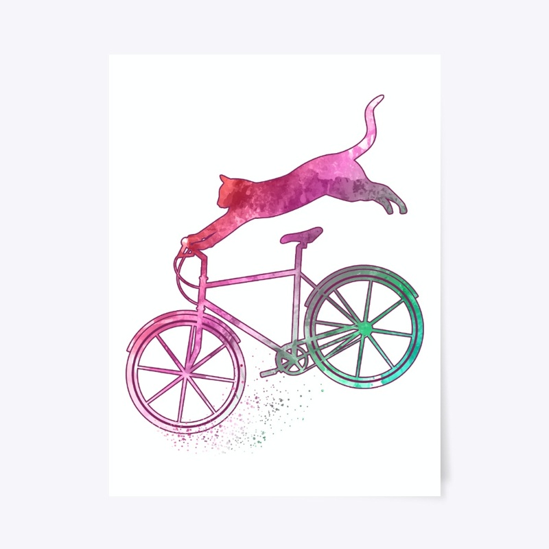 Cat Bike Cycling Gifts For Kitten Lover