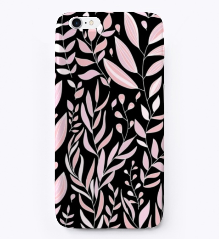 Pink Black Botanical Plant Pattern
